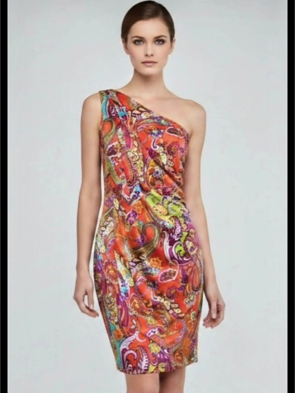 Lauren Ralph Lauren Paisley One-Shoulder Mini Dress Size 12 New